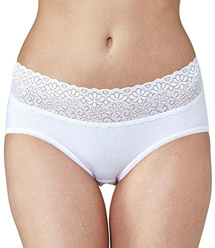 Speidel 5er Pack Hüftslip Natalie 1196 in Baumwolle Feinripp-Qualität, Zarter Spitzenbund mit Elastischen Beinabschlüssen, Ohne Seitennähte, Bequem und Weich für Damen