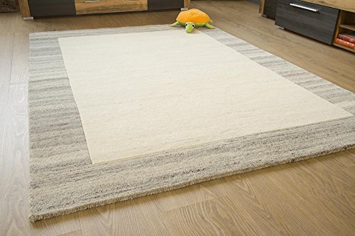 Steffensmeier Gabbeh Teppich Chandoli | Wohnzimmer | 100% Schurwolle | Handgeknüpft, Natur Grau, Größe: 200x200 cm
