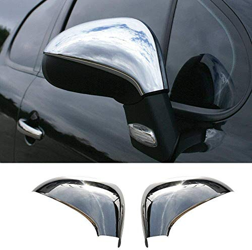 OMAC Spiegelkappen Spiegelabdeckung kompatibel mit Peugeot 207 2006-2012 Edelstahl Silber 2tlg