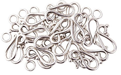 PH PandaHall 40 Sets S Hook Ring Clasps, S Shape Tibetan Silver Toggle Clasps S Hook Eye Clasp Jewellery Connectors Closure End Clasps for Jewellery Making Necklace Bracelet DIY Crafts, 20.5mm