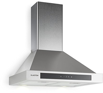 Klarstein Zelda - Hotte aspirante, Extracteur de fumée, Montage mural, Éclairage LED, 210W, Aspiration 650 m³/h, Panneau tactile, Acier inox, Efficacité énergétique B, Minuterie, 60 cm, Argent