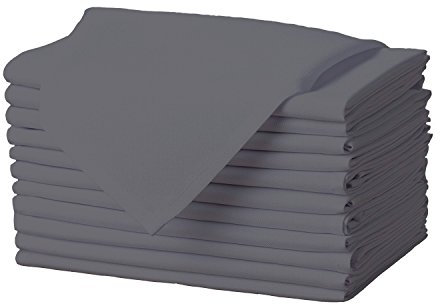 Gee Di Moda Stoffservietten – 43,2 x cm, anthrazit, feste waschbare Polyester-Servietten Set mit 12 Servietten gesäumten Kanten ideal für Hochzeiten, Partys, Feiertage, Abendessen und mehr