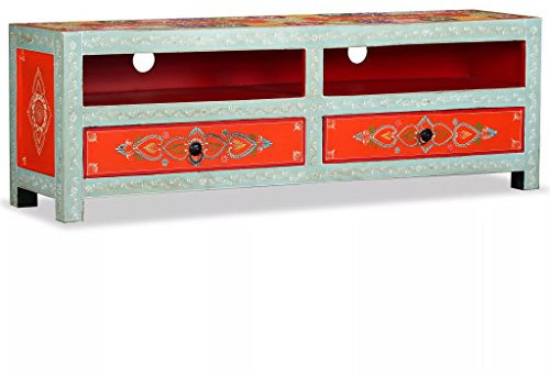 vidaXL Mueble para la TV de madera de mango maciza pintada a mano