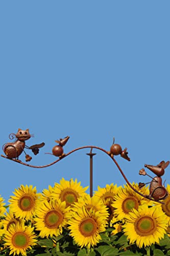 POMMERNTRAUM ® | Windspiel Gartenstecker Gartendeko Gartenpendel Gartenkunst Katzenfamilie verrückte Katzen + Mäuse - Tom + und Familie Jerry (Metall)