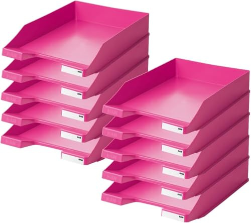 HAN 1027 Briefablage Klassik, Schreibtisch Organizer, Bürobedarf, Ablagefächer, Büromaterial, Briefkorb, Dokumentenablage, bis Format A4/C4 (Trend Colours, Pink, 10 Briefablagen)