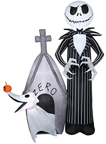 Gemmy Airblown Inflatable Jack and Zero w/House Scene Disney, 5 ft Tall, Multicolored