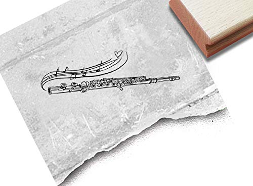 Stempel Motivstempel Flöte Querflöte - 3 Größen - Bildstempel Musikinstrument Karten Gutschein Basteln Deko Scrapbook Geschenk - zAcheR-fineT
