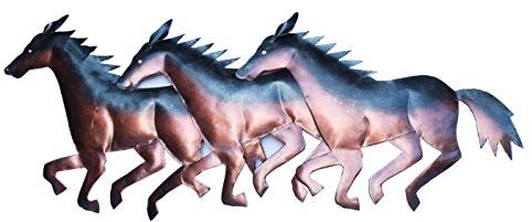 Klp Wanddeko 3 Pferde Metall Wandbild Reit Pferd Wandschmuck Deko Figur Skulptur