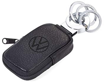 TROIKA Design Werkstatt Schlüsselanhänger mit Täschchen für Kleingeld Pocket Click VW 125 x 55 x 20 mm, schwarz