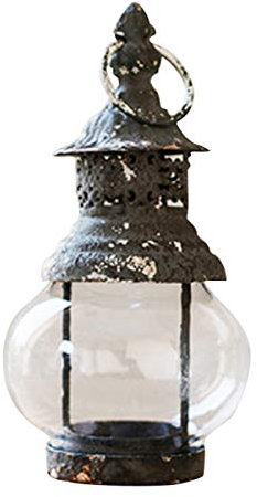 TentHome Antik Laternenstab Garten Laternenstecker Gartenstecker Laternen auf Stab Metall Windlicht Glas Gartenstab mit Ständer Landhaus Stallaterne Draußen Deko grün, S- Laterne