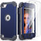 IDweel Hybrid 3-in-1 Schutzhülle für iPod Touch 7. Generation mit 2 Displayschutzfolien, stoßfest, schlank, robust, aus weichem Silikon, für iPod Touch 5/6/7. Generation, Blau