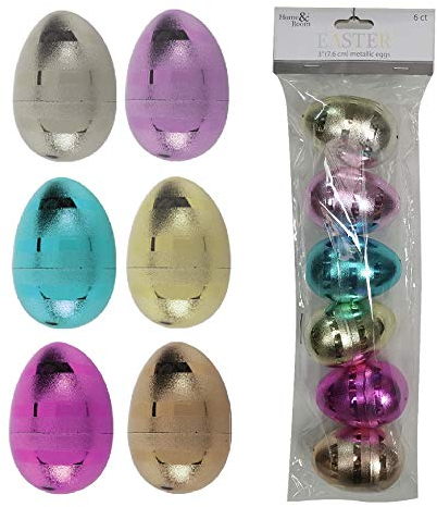 Brite Star Ostereier, 6 Stück, 7,6 cm, Metallic: Silber/Pink/Blau/Gold/Violett/Champagner