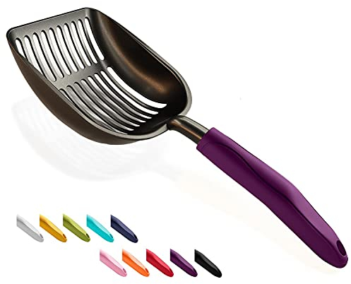 WePet Paletta per lettiera per Gatti, setaccio in Lega di Alluminio Placcato Antiaderente, Paletta in Metallo per Gattini, Pala Profonda, Manico Lungo, setaccio per Cacca, Sollevatore di Cacca per