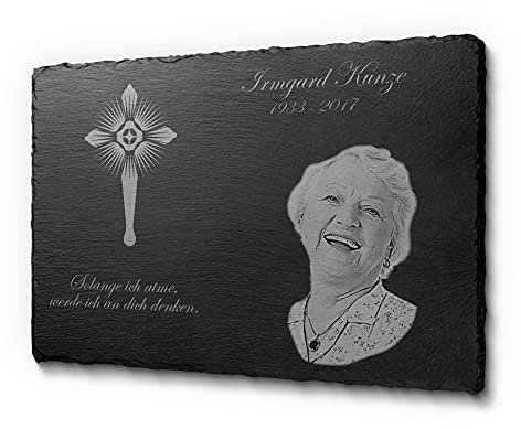 CHRISCK design gestalte Dein Gedenkstein ganz einfach selbst | Grabtafel mit Gravur für Menschen | 30 x 20 cm wetterfest & personalisiert