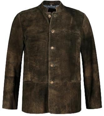 JP 1880 Tradizionale Giacca Janker di Pelle Scamosciata, Disponibile Fino alla tg. 70 Marrone mogano 68 797079115-68