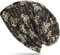 WANSSY® Unisex Beanie Mütze Longbeanie mit Blumen Blüten Herzen Sterne Muster Kopfbedeckung Strickmütze (Totenkopf Dunkelgrau)