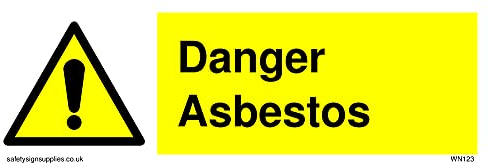 Warnschild mit Aufschrift Danger Asbest, 150 x 50 mm, L15