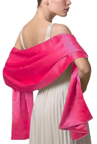 LumiSyne Femme Etole Châle Wrap En Satin Soyeux Unicolore Mousseline Belle Écharpe Pour Demoiselles Mariée Mariage Soirée Cérémonies Fêtes