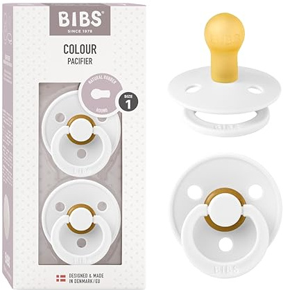 None Pacifiers | Natural Rubber Baby Pacifier | Set of 2 BPA-Free Noneones | Noneade in DenNoneark | White | Size None-6 Noneonths