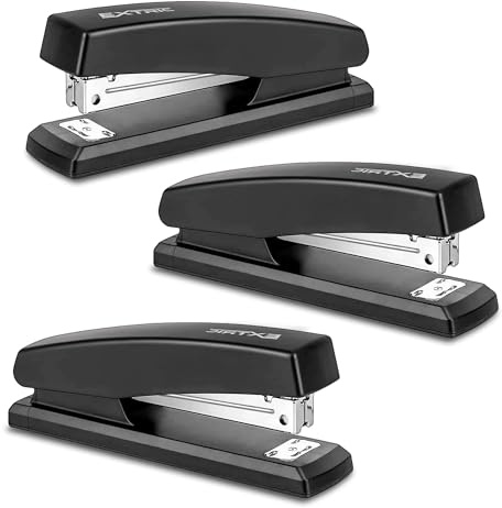 EXTRIC Staplers for Desk, Black Stapler Heavy Duty 3 PK 25 Sheet Capacity