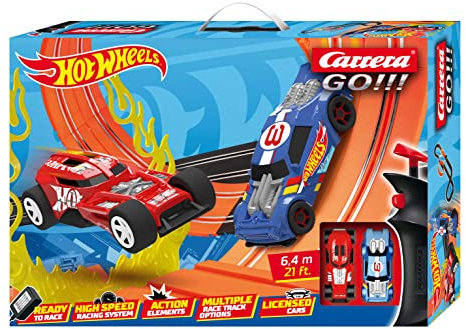 Carrera Hot Wheels GO Slot Racing Track, UK Plug, For Children & Adults, 1:43 Scale, 6.4m, Featuring Hot Wheels - Night Shifter & HW50 Concept