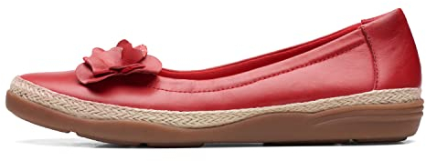 Clarks Damen Elaina Jade Ballerinas, Kirschrotes Leder, 39 EU
