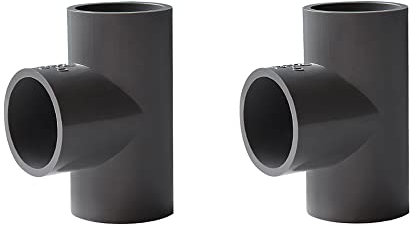 2 raccordi per tubi in PVC a 3 vie con diametro uguale a T per forniture idriche fai da te per serre da giardino (63 mm, grigio)