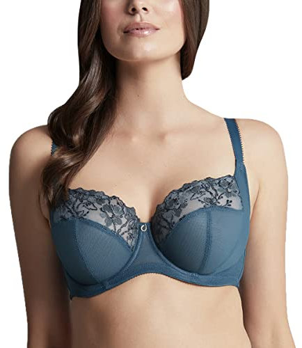 Panache Women's Emilia Full Cup Underwired Bra Coverage, Sheer, Midnight Teal, 36DD