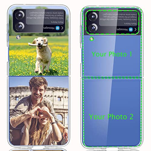 CXKJ Trasparente Personalizzata Custodia per Samsung Galaxy Z flip 4 (6.70 pollice),con la Tua Foto,Immagine o Scritta Cover,PC Case Antiurto Bumper,per Galaxy Z flip 4 Cover Personalizzata