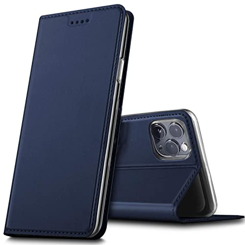 Verco Handyhülle für iPhone 14 Pro, Premium Handy Flip Cover für Apple iPhone 14 Pro Hülle 6.1 Zoll [integr. Magnet] Book Case PU Leder Tasche, Blau