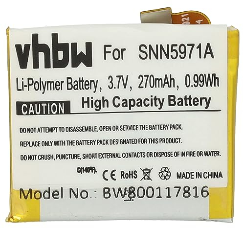 vhbw Batterie Compatible avec Motorola Moto 360 2e génération 42mm smartwatch Montre connectée Bracelet Fitness (270mAh, 3,7V, Li-polymère) + Outils