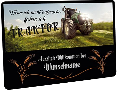 Crealuxe Personalisierbare Fußmatte - Wenn ich Nicht aufmache - Traktor - Türmatte mit Wunschtext, Name oder Motiv – rutschfest – 60x40 cm – Türvorleger für Innen & Außen – Einzug, Hausflur oder Büro