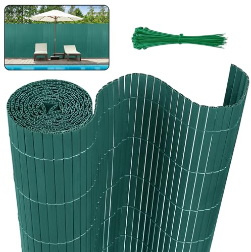 YUENFONG 180x300cm Sichtschutzmatte PVC Sichtschutzzaun Windschutz Gartensichtschutz mit Kabelbindern, für Balkon, Garten, Terrasse, Außenbereich, Grün