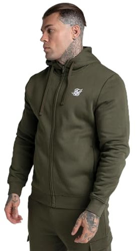 SikSilk Men's Khaki Essential Zip Through Funnel Hoodie S