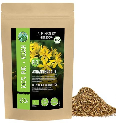 Alpi Nature Hierba de San Juan Orgánica 250g, Hipérico Seco, Té de Hipérico, Té de Hojas Sueltas
