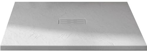 Receveur de douche 80x80 extra plat épaiss. 3 cm KINEROCK Evo anti dérapant bonde extra plate grand débit inclus minéral blanc