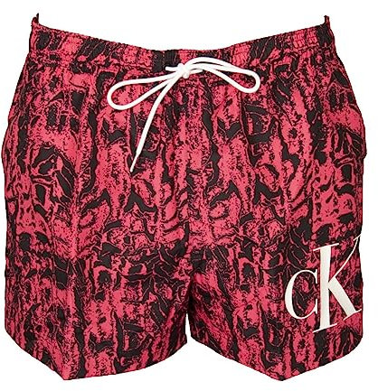 Calvin Klein Boxer Mare CK Piscina Uomo Swimwear con Logo Stampato Tasche e Coulisse in Vita Articolo KM0KM00802, 0JW CK One Snake Pink AOP, XL