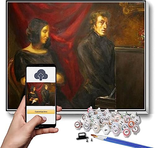 Ölgemälde-Set zum Selbermachen, Frederic Chopin-Gemälde von Eugene Delacroix Kunsthandwerk für Heimdekoration