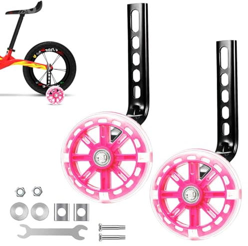 Universal-Stützräder, Stützräder Kinderfahrrad, Fahrrad Stützräder für Kinder, Stützräder für Erwachsene, Passend für 12,14,16,18,20 Zoll Kinder Singlespeed Fahrrad, Stützräder 1 Paar (Rosa)
