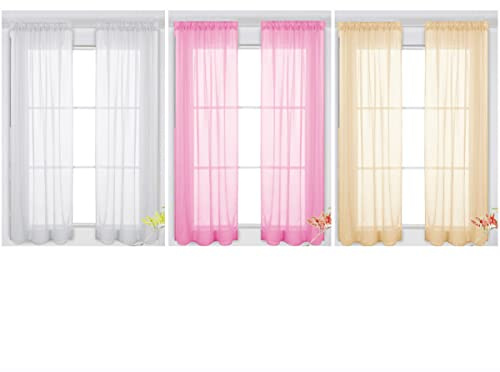 HOMSFOU Tende Trasparenti in Tulle Per Finestre Tulle Per Finestre Tende in Voile Zanzariera