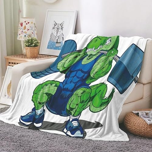 EHOMERY Kuscheldecke Sohn Von Mama Couch Decken Kuscheldecke Für Mama Decke An Meine Tochter Krokodil Nickerchen-Decken Dekorative Weiche Kuscheldecken Grün 240x180cm