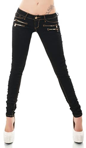 Damen Jeans Low Rise Hüftjeans Hose Röhrenjeans Skinny Slim Fit Stretch XS-XL