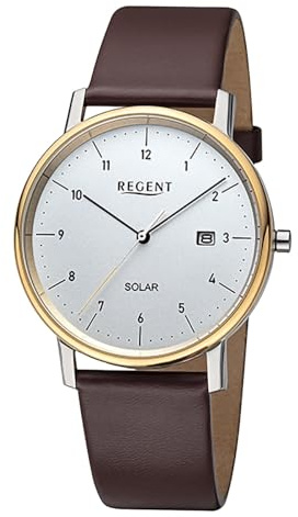 REGENT Herren Solaruhr Analog Lederarmband braun URF1549 Analoguhr