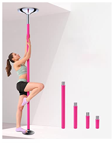 Kit Pole Dance, Barre de Pôle Dance Poteau de strip-teaseuse rose, poteau de danse statique portable pour adultes et femmes, poteau de danse en silicone de grande taille pour la maison, la chambre à