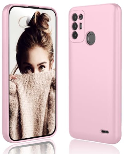 DESSEN Cover per ZTE Blade A52 - Liquido Silicone Custodia Antiurto Protezione Case Sottile e Morbida TPU Bumper con Fodera Microfibra Antigraffio, Rosa