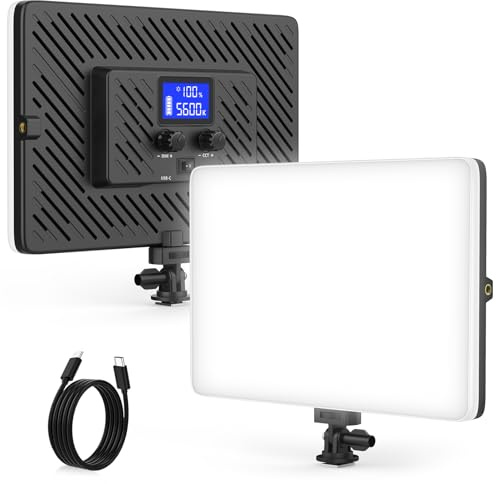 Unicucp LED Video Light, Camera Light with 4000mAh Rechargeable Battery, Support Type-C USB Power Supply, Portable Photo Video Lights for Outdoor Photography, Live Streaming, Zoom, Calls, Moviing