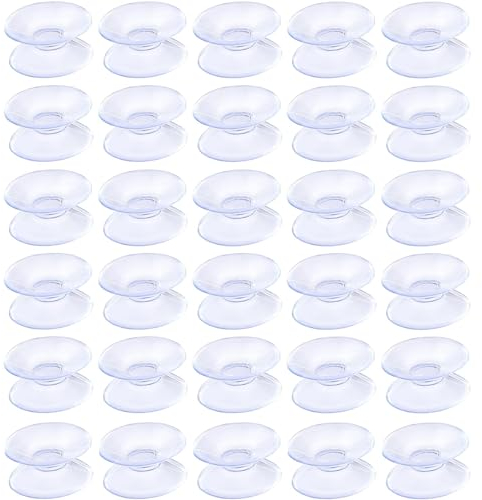 30 Piezas Ventosas De Doble Cara, Ventosas Pequeñas Multifuncionales de Goma Silicona Ventosas Cristales Transparentes para Evitar que la Mesa de Vidrio se Deslice Exterior Cocina Baño Espejo (20MM)