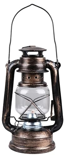 BESPORTBLE Hurricane Lantern, Paraffin Lamp for Indoors UK, 24cm Retro Oil Lamps for Outdoors, Vintage Decor Iron Lanterns for Garden Table Living Room
