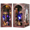 Kit de coin de livre de chat magicien magique 3D, kit de maison de poupée miniature à faire soi-même pour adultes et adolescents,puzzle en bois 3D,serre-livres,décoration d'étagère,mini maison magique