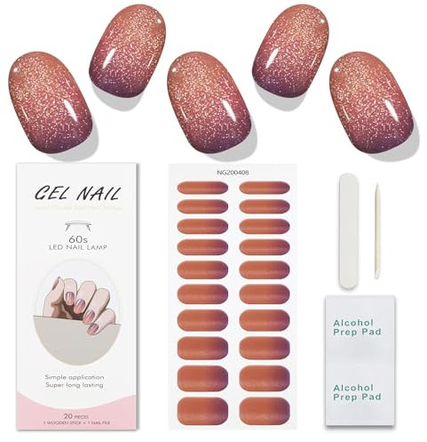 JMEOWIO Semi Cured Gel Nail Strips Cat Eye Gel Nail Stickers Nails Art Design Decoration Accessories